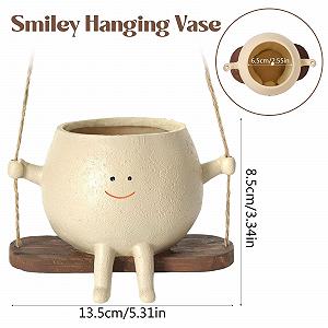 Підвісний квітковий горшок Swing Face усміхнене обличчя для сукулентів та квітів synthetic.ua - Фото 1