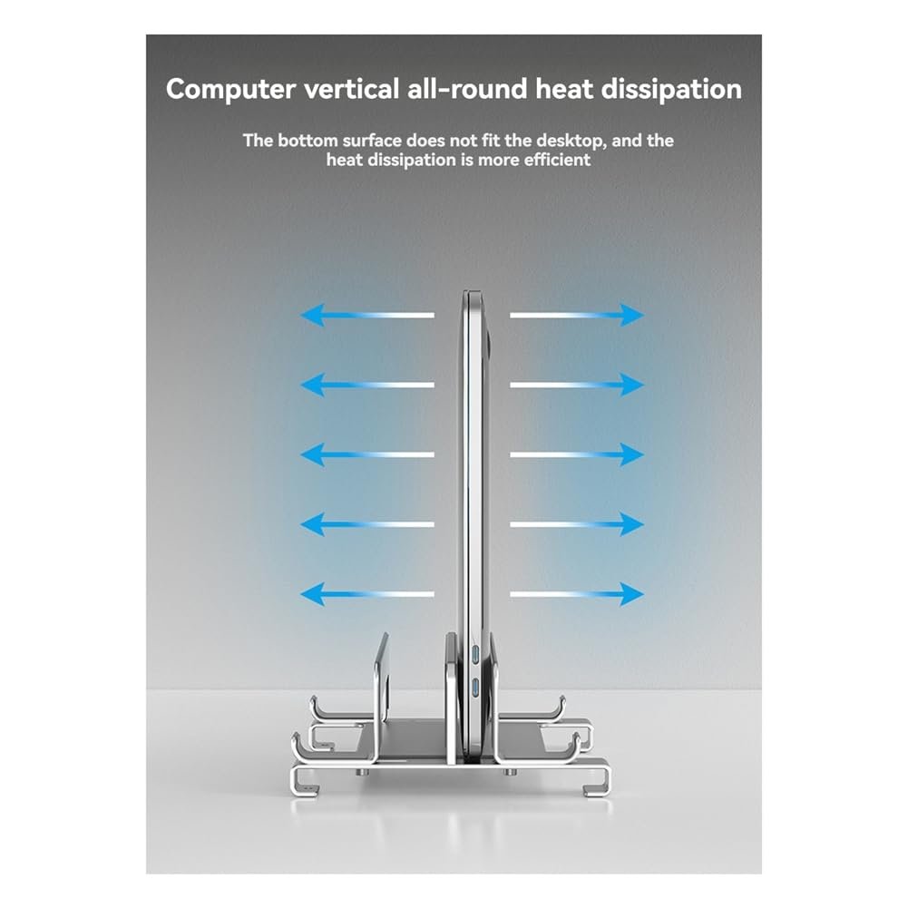 Подставка для ноутбука Вертикальная Регулируемая для стола Док-станция для ноутбука Компактная Серебристая, фото №3
