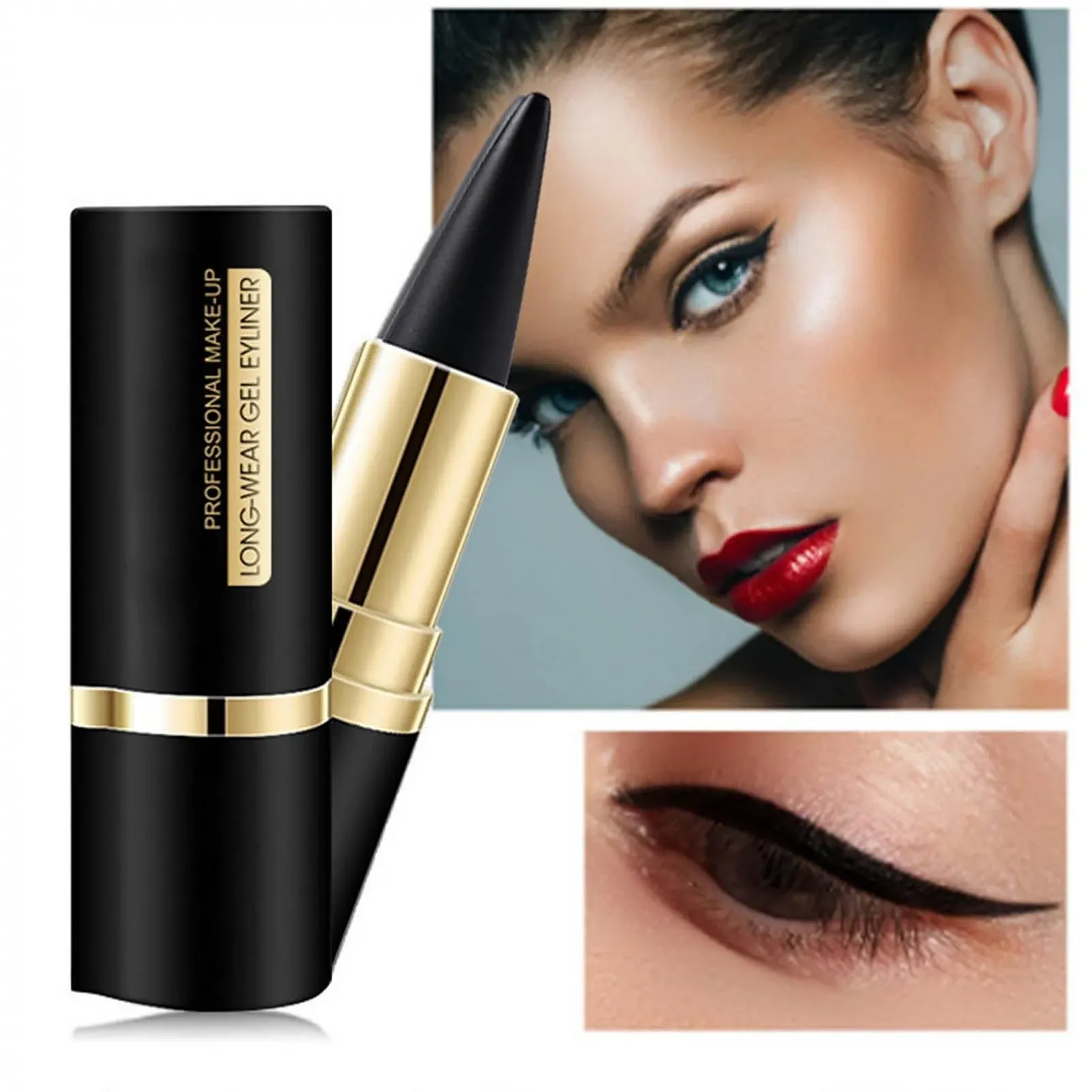 Гелевый Карандаш для Глаз Natural Black Серебристый (2 шт), фото №3