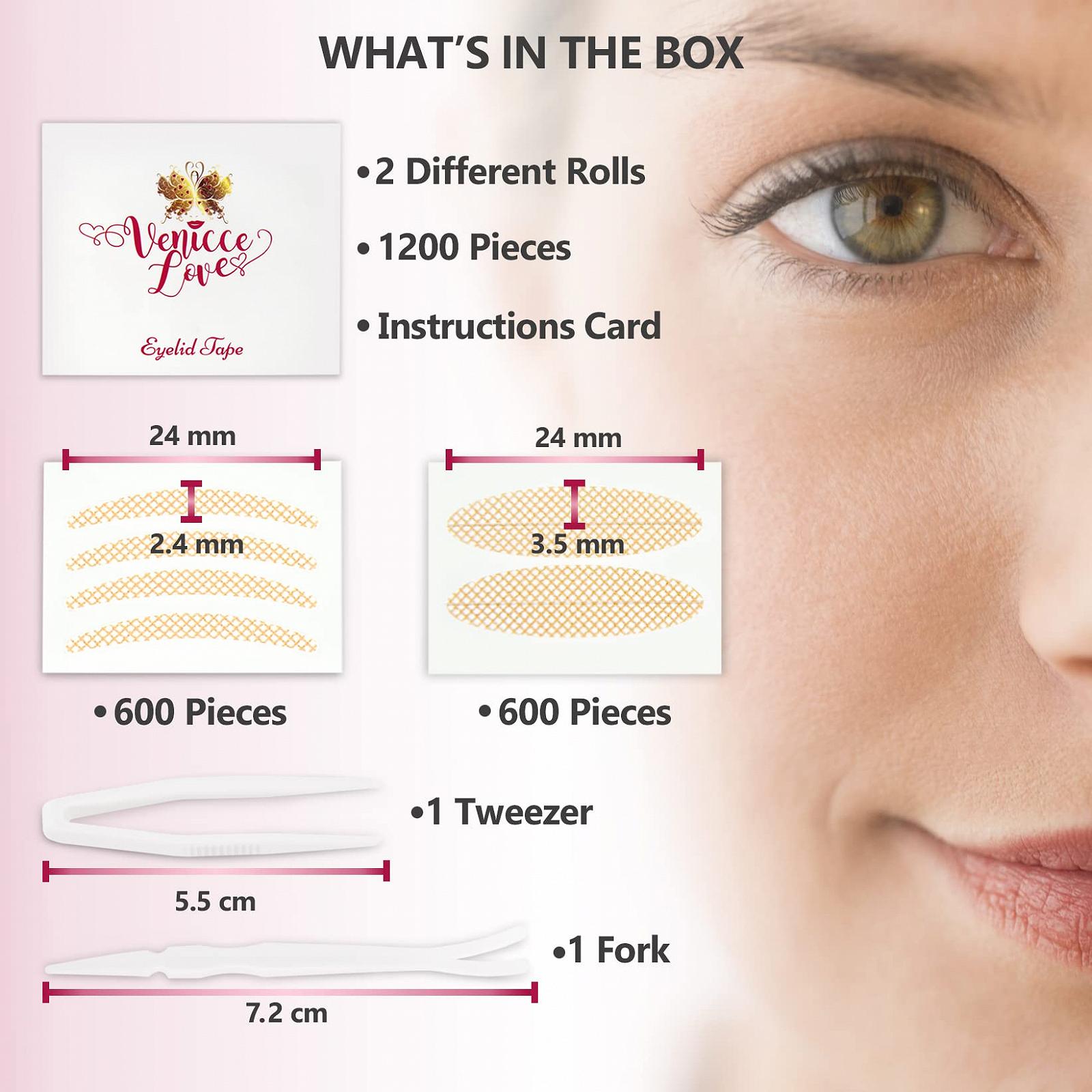 Pack VENICCE LOVE Eyelid Tape 1200 шт. натільний колір, фото №3