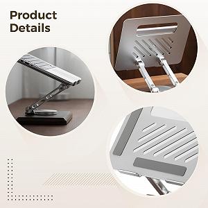 Підставка для ноутбука Обертова з регульованою висотою, складна настільна підставка для ноутбуків, вентильована алюмінієва пластина synthetic.ua - Фото 1