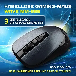 Миша бездротова Defender Wave - 2.4 GHz, 1600 DPI, оптичний сенсор, 50 г, PTFE ніжки, сірий synthetic.ua - Фото 1