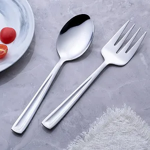 Набор сервировочных ложек и вилок GoGeiLi из нержавеющей стали, включает 3 большие сервировочные ложки и 3 сервировочные вилки, 241 см, набор кухонных принадлежностей для кейтеринга, можно мыть в посудомоечной машине synthetic.ua - Фото 1