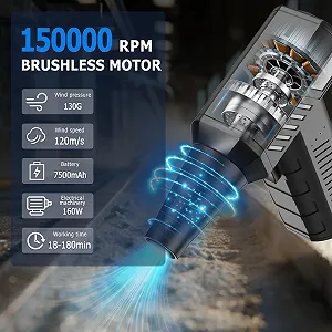 Електрична повітродувка 3 швидкості 150,000 об/хв 7500 мАг Cordless synthetic.ua - Фото 1