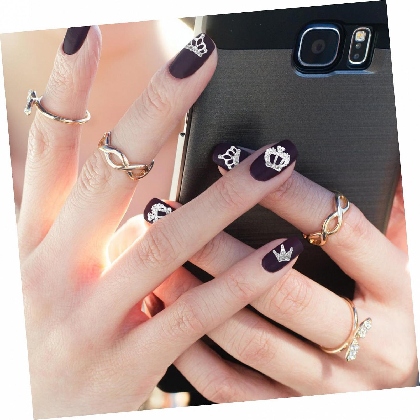 Прикраса для нігтів Корона WOONEKY . Блискітки, фольга, стрази, 3D, сплав, фото №4