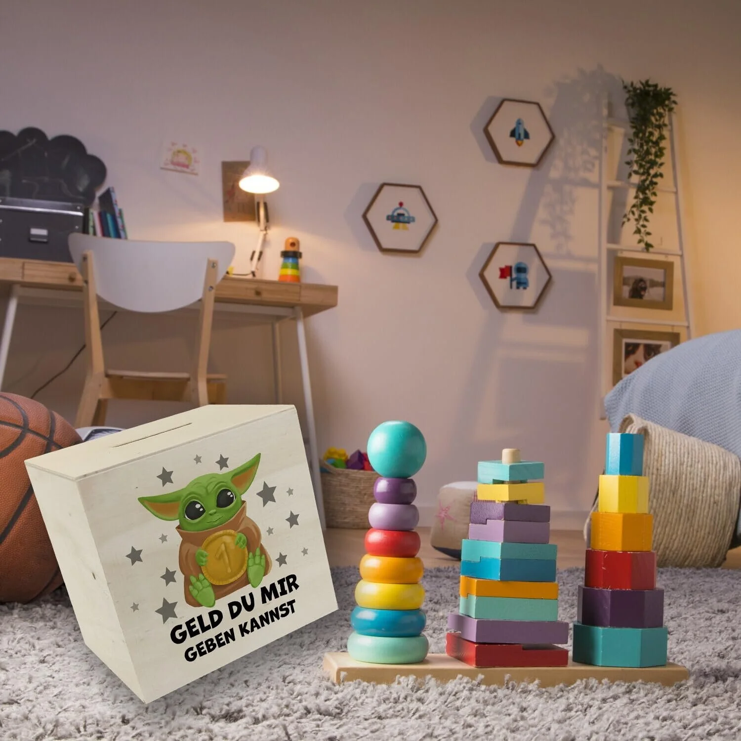 Скарбничка дерев'яна Baby Alien Geld du mir geben kannst, фото №6