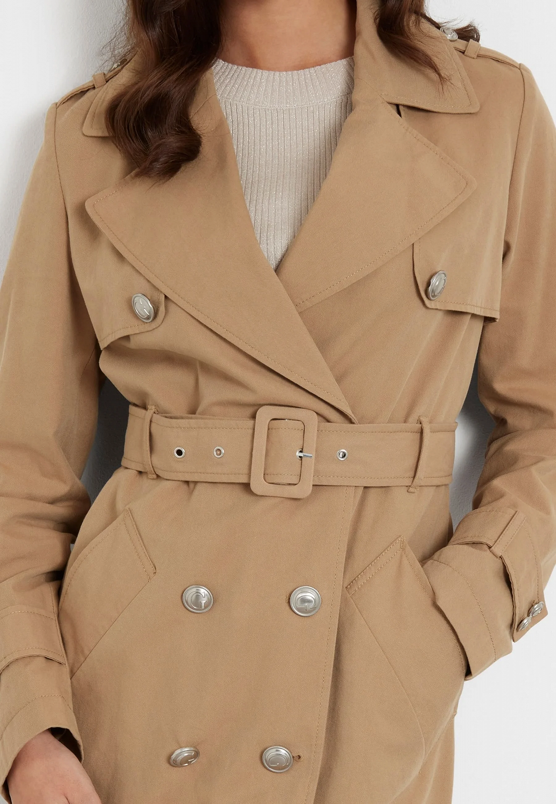 Жіноча куртка Guess Jade класичний тренч бежевий S, фото №4 Жіноча куртка Guess Jade класичний тренч бежевий S, фото №4