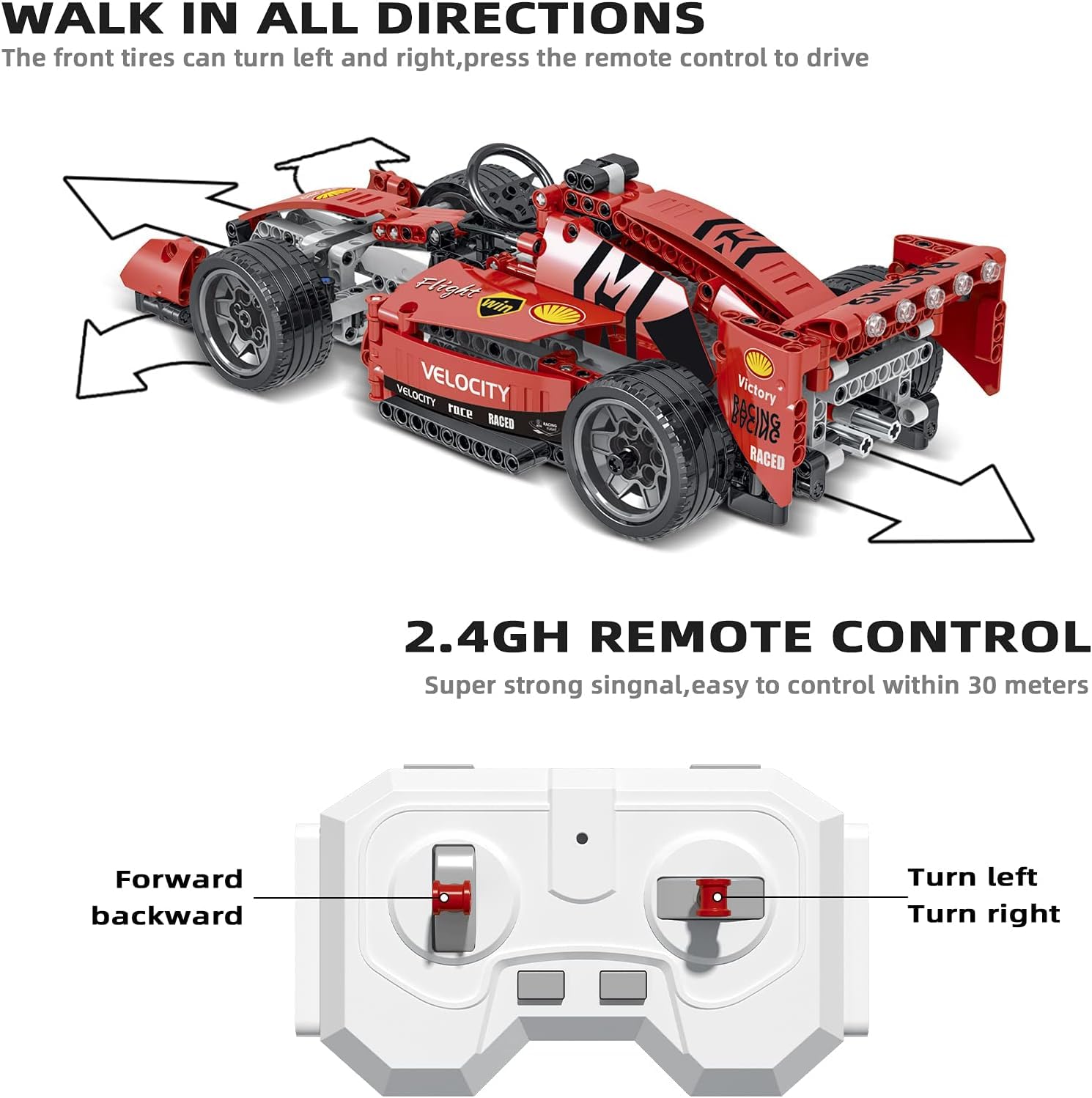 Ігровий набір NEWRICE Конструктор Гоночний автомобіль Formula 1 F1 З дистанційним керуванням Шкала 1:14 631 деталей, фото №4 Ігровий набір NEWRICE Конструктор Гоночний автомобіль Formula 1 F1 З дистанційним керуванням Шкала 1:14 631 деталей, фото №4
