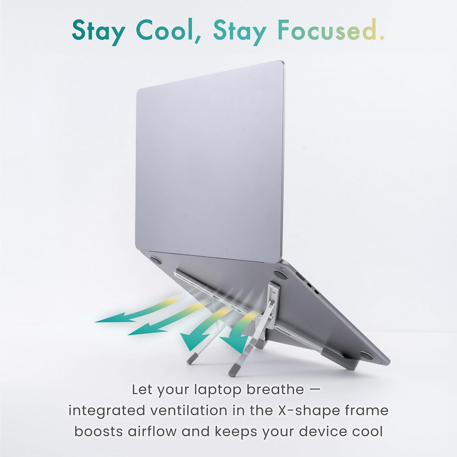 Підставка для ноутбука BELLEMOND X-Shape Регульована по висоті алюмінієва з 5 рівнями, складна та легка, вентильована, фото №7
