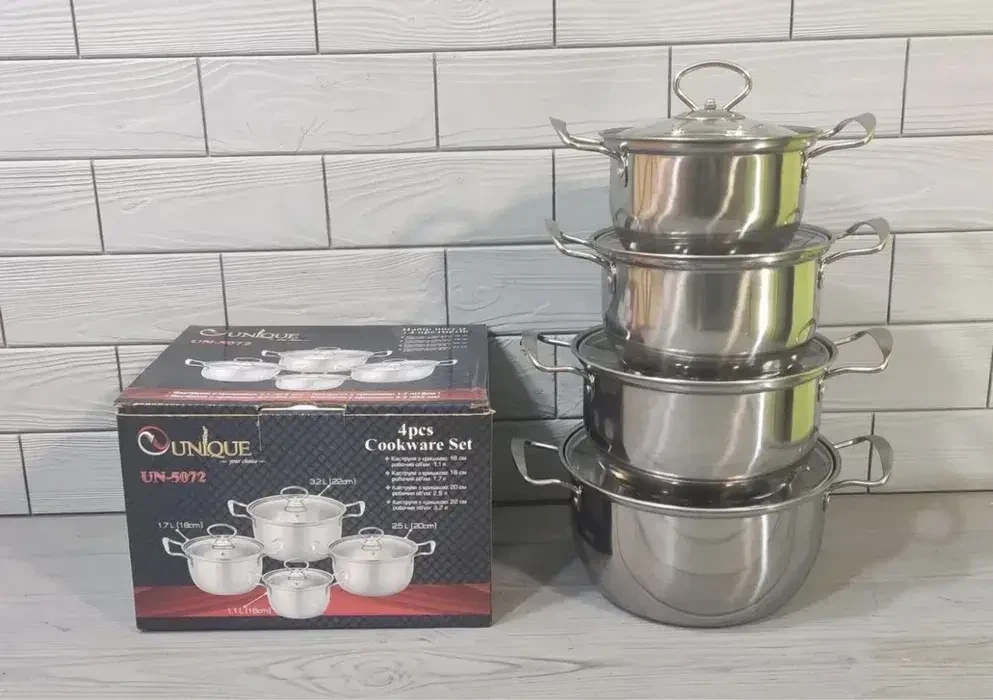 Набір кастриль з нержавіючої сталі UNIQUE UN-5072 8пр (16,18,20,22 см), фото №6 Набір кастриль з нержавіючої сталі UNIQUE UN-5072 8пр (16,18,20,22 см), фото №6