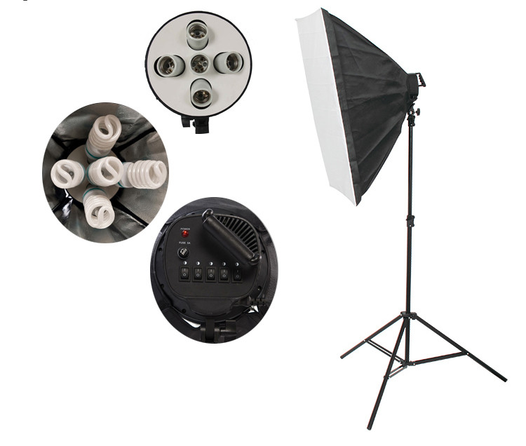 Набор постоянного студийного света софтбокс 60/90 на 5 ламп лампы 125W-5шт, фото №1