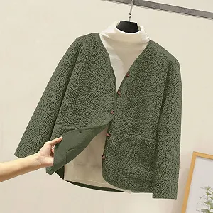 Жилет Teddy Fleece для девочек Однотонный Жилет из флиса на пуговицах Короткая куртка с V-образным вырезом Teddy Fleece Свободный Удобный Жилет Зимний Теплый Teddy Жилет Верхняя зимняя одежда Плюшевый Жилет Детская переходная куртка synthetic.ua - Фото 1