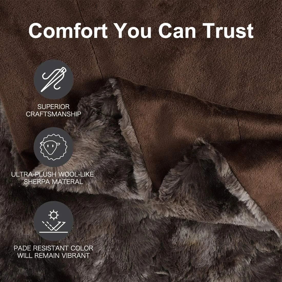 Одеяло PiccoCasa Мягкий искусственный мех Двуспальное двухстороннее Роскошный коврик Tie Dye Shaggy для дивана кровати Плюшевые флисовые одеяла для подарка 152 x 198 см Коричневый, фото №6