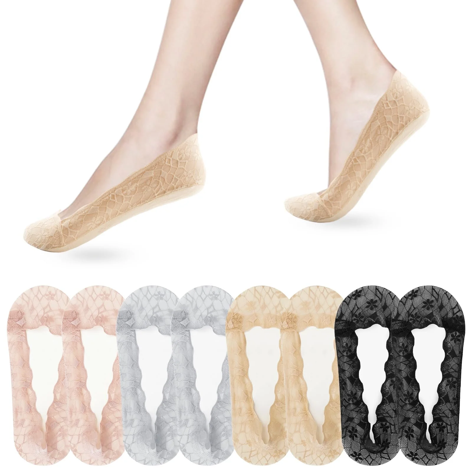 Балетки шкарпетки жіночі мереживні, 35-39, фото №1
