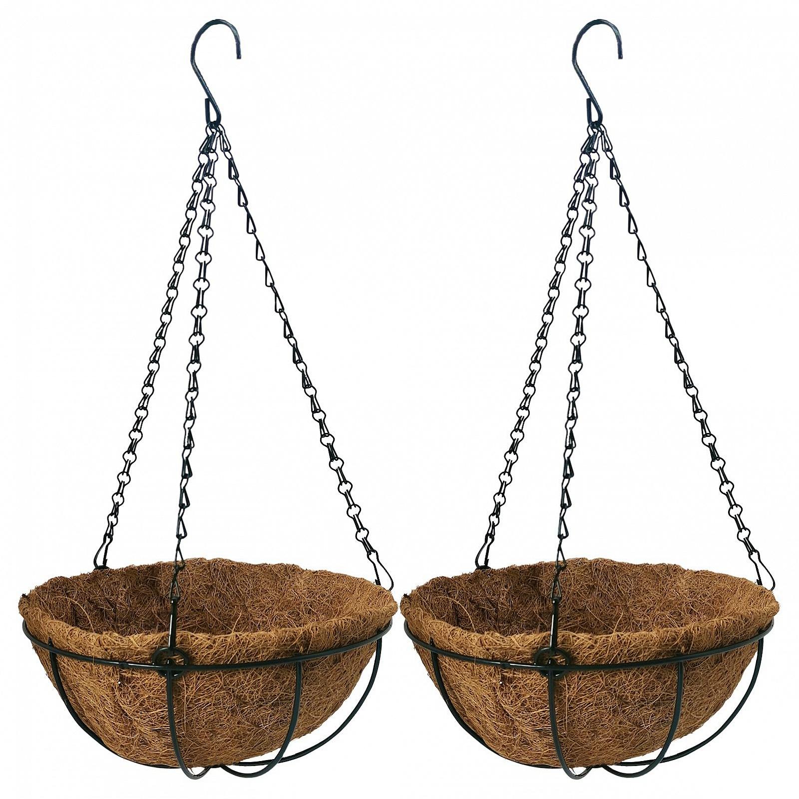 Кошик підвісний LWINGFLYER Набір з 2 шт. 25,4 см металевий з кокосовим волокном, фото №1
