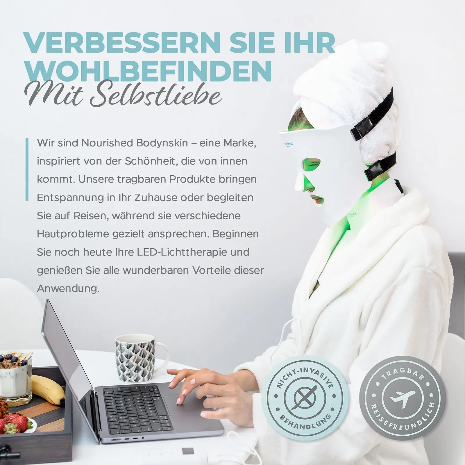 LED Маска для обличчя та шиї Nourished Bodynskin - Пристрій для догляду за обличчям - 7 кольорів, фото №9