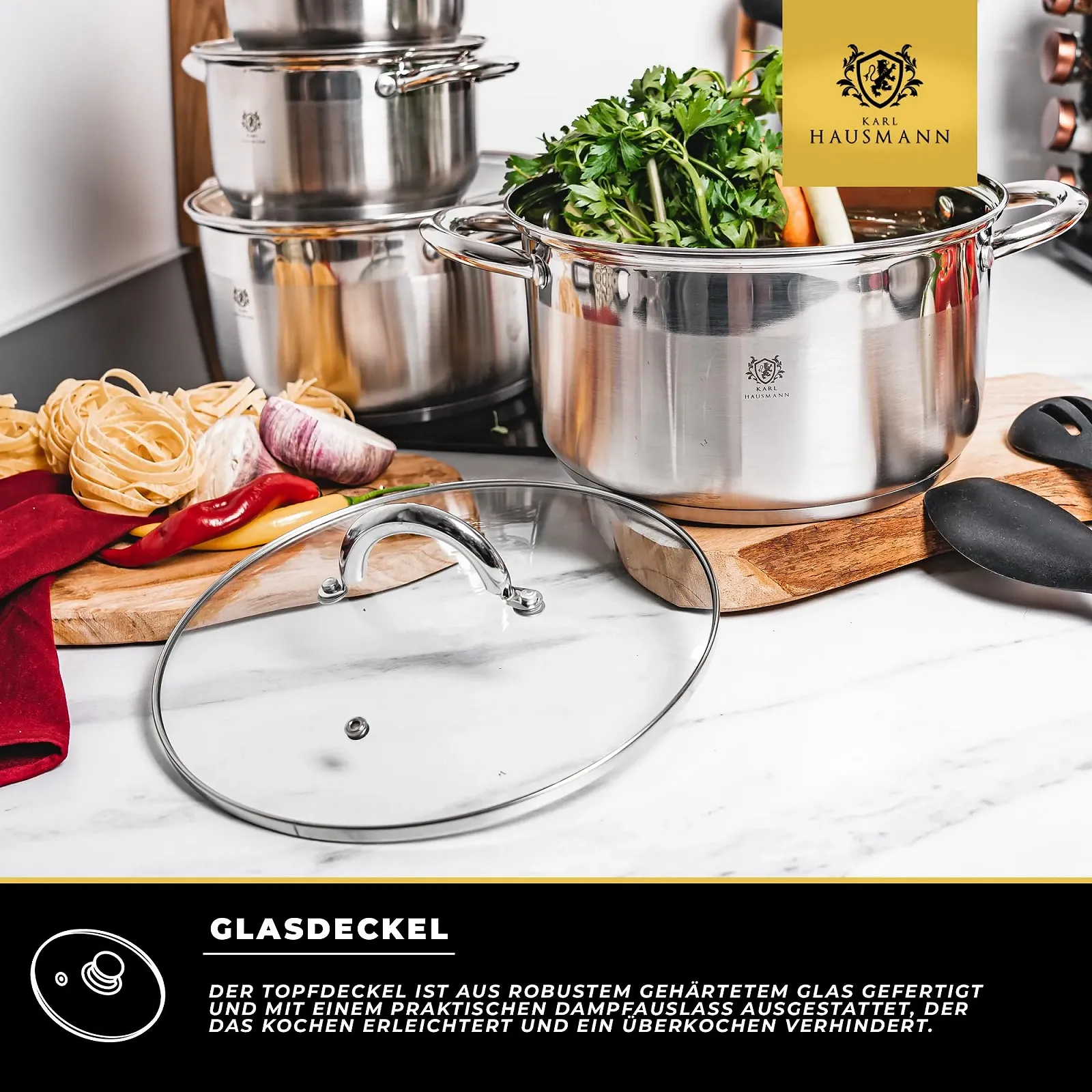 Каструля KARL HAUSMANN Нержавіюча сталь 1,6 л, Діаметр 16 см, Сріблястий, фото №6 Каструля KARL HAUSMANN Нержавіюча сталь 1,6 л, Діаметр 16 см, Сріблястий, фото №6