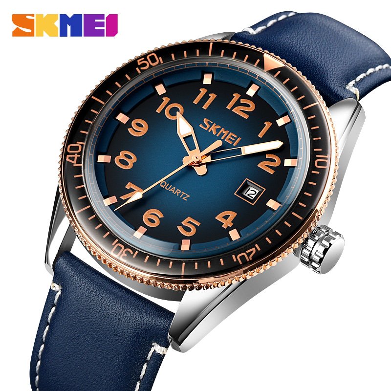 Годинник Skmei 9232 Rose-Gold Синій Шкіра, фото №2