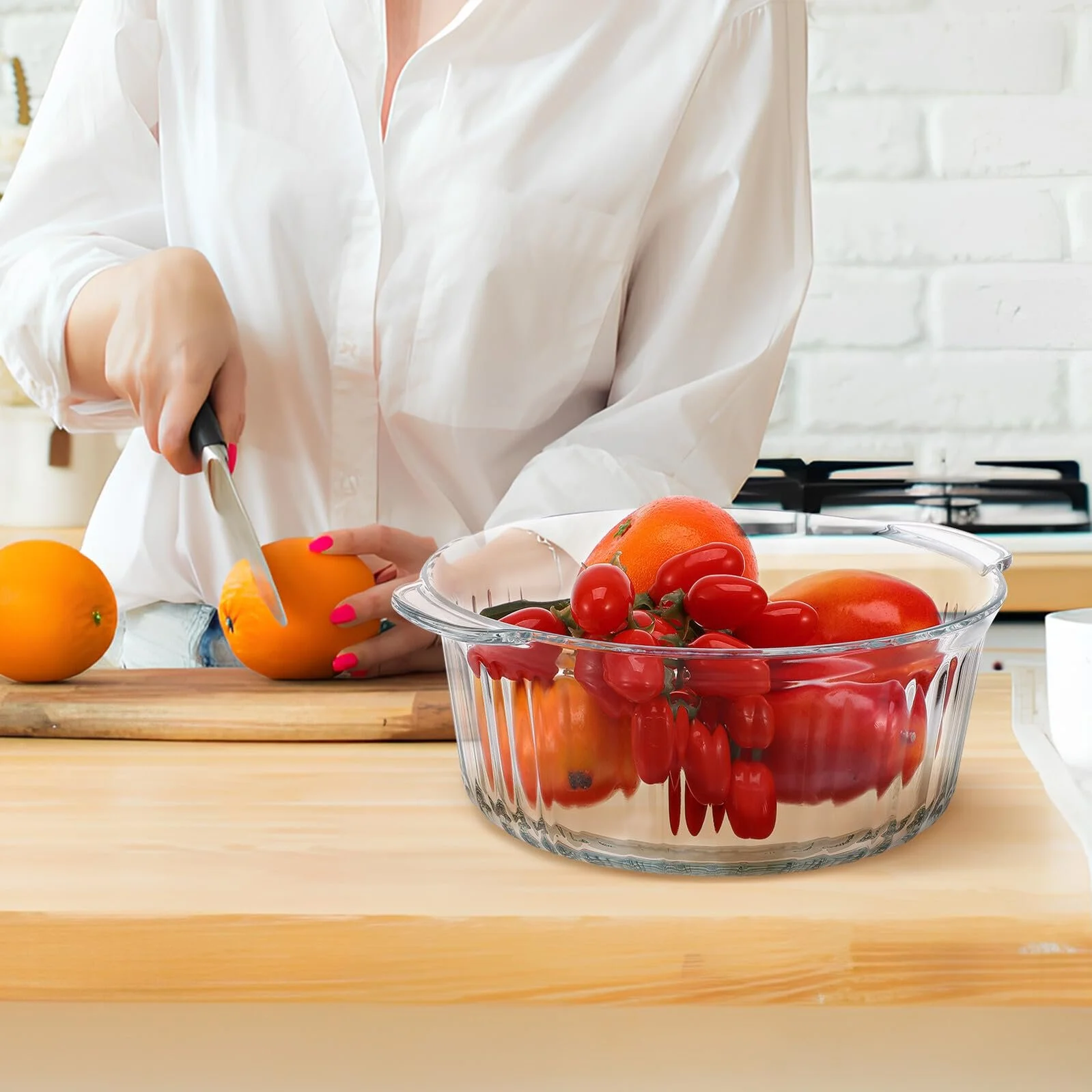 Форма для запекания BESPORTBLE круглая с крышкой термостойкое стекло прозрачная, фото №6