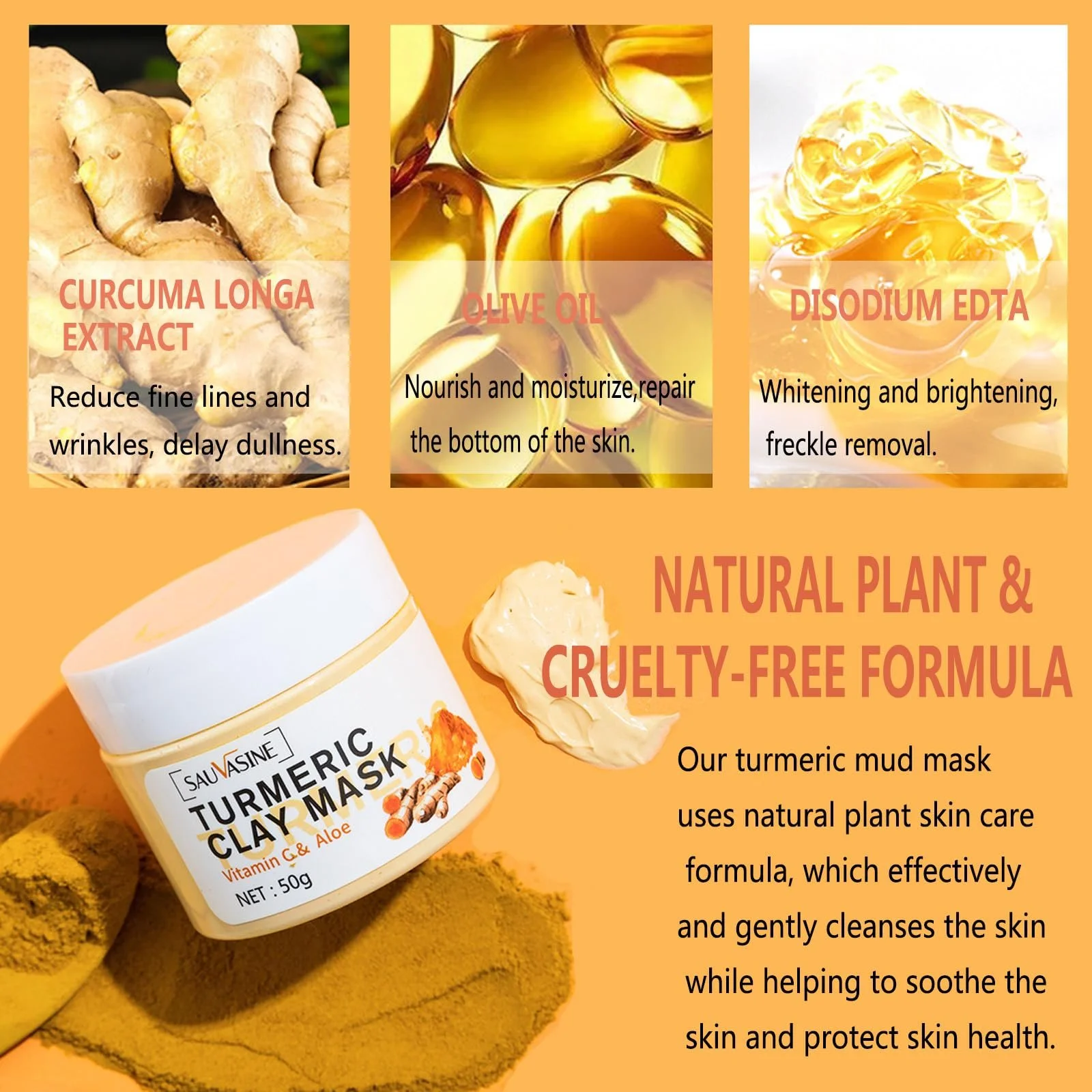 Маска для обличчя Куркума, Очищуюча маска для обличчя від темних плям, фото №5