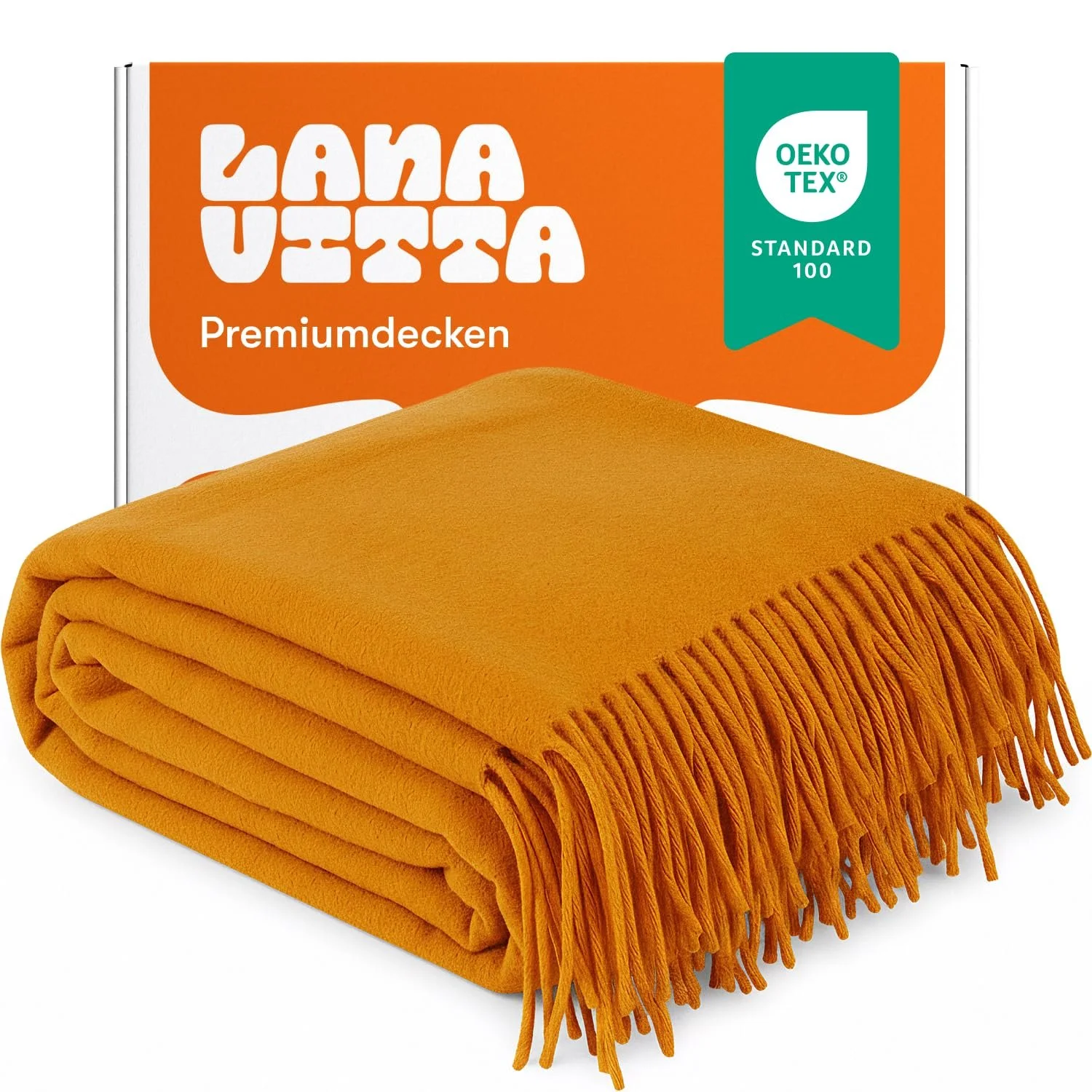 Плед Lanavitta Leon Шерстяной - Покрывало - 100% шерсть из Австралии, Теплый плед на диван - Желтый - 140 x 200 см, фото №1