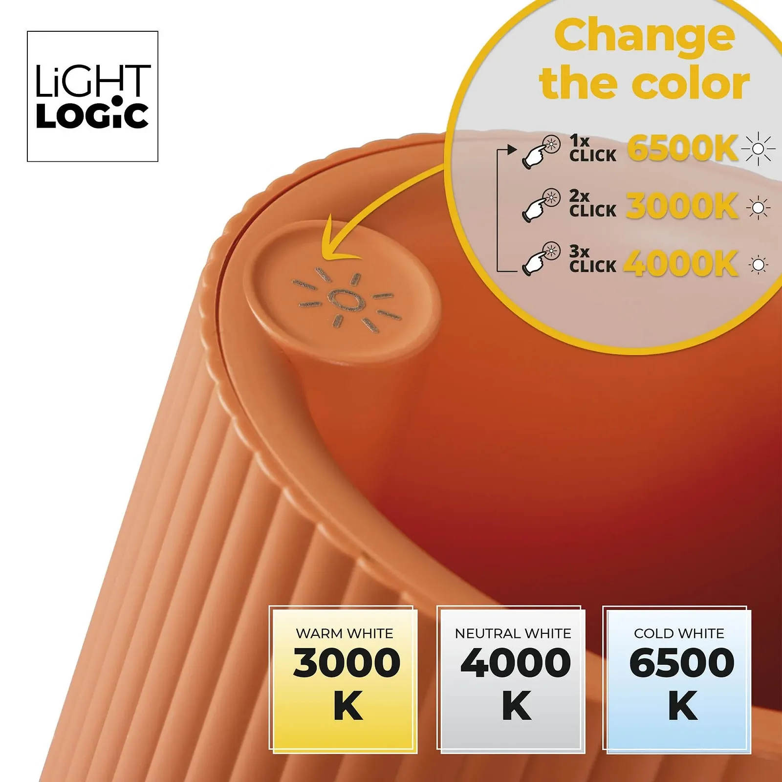 Настільна лампа LightLogic LL LANKI DIM CCT OR Акумуляторна з органайзером Помаранчева, фото №6