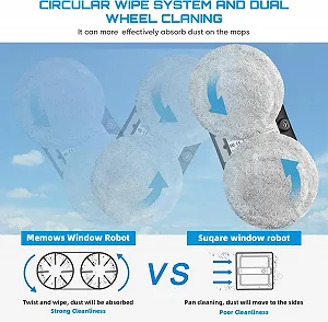 Робот для миття вікон Kouamor Intelligent 5600 Па, функція автоматичного розпилення, дистанційне керування, 10 серветок з мікрофібри synthetic.ua - Фото 1
