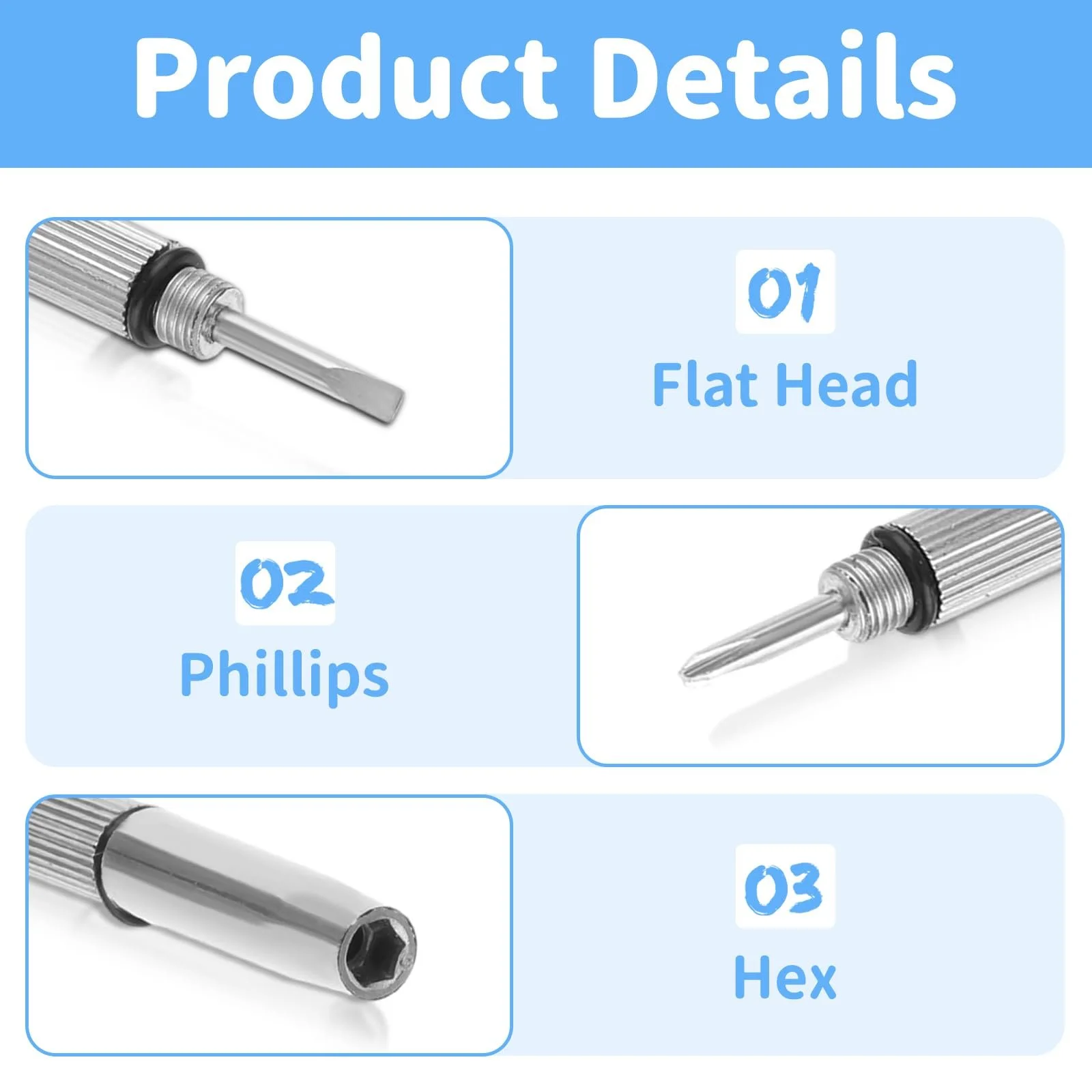 Набір викруток 3 в 1 з нержавіючої сталі 3 предмети Срібний, фото №3