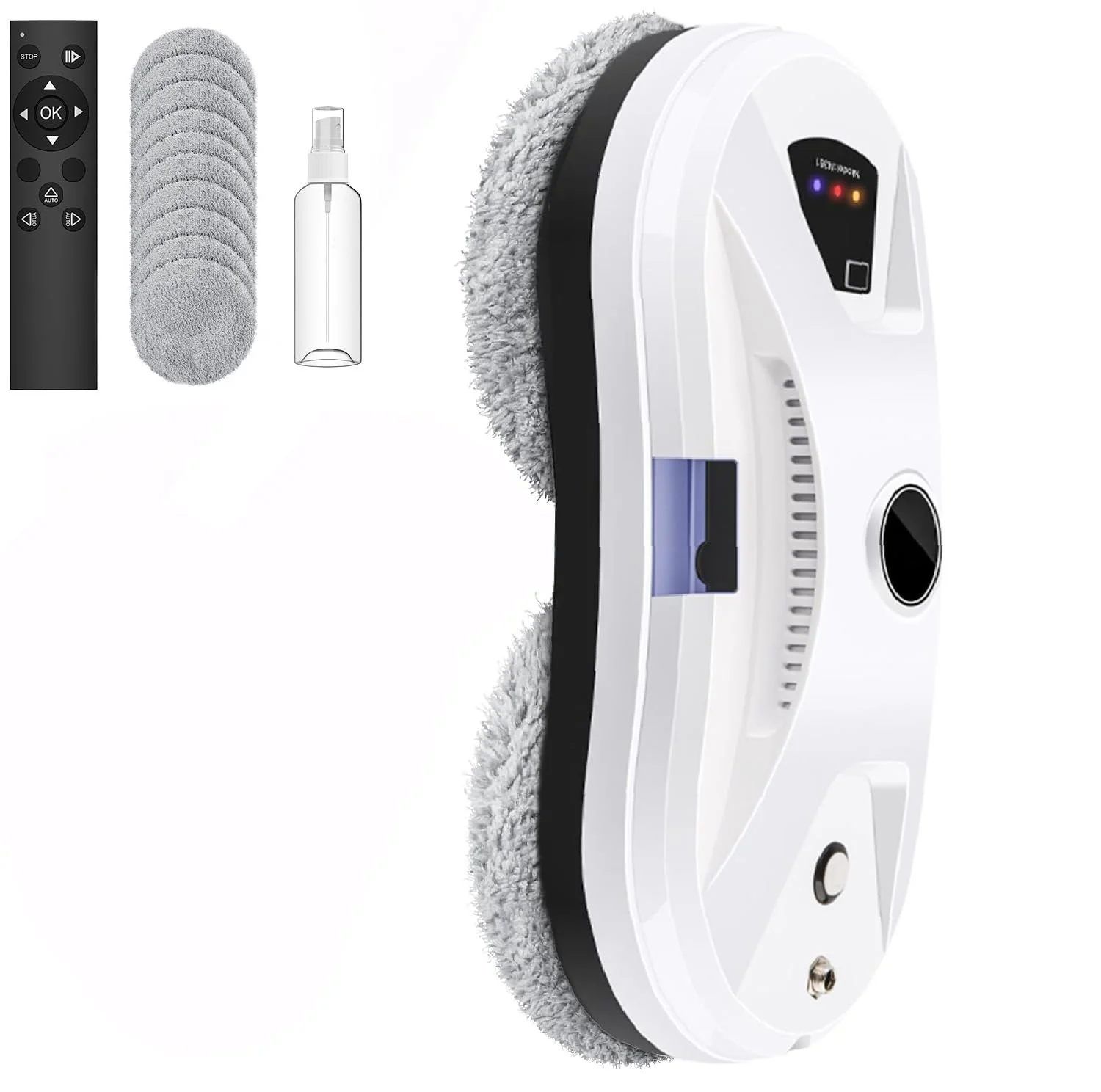 Робот для миття вікон UOEONR 5600Pa Автоматичний розпилювач води 3 режими очищення Система безпеки для всіх гладких поверхонь 10 серветок, фото №1