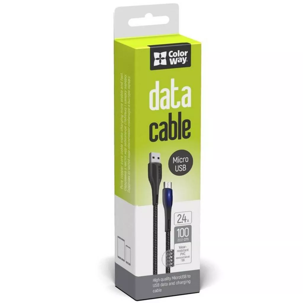 Дата кабель ColorWay USB 2.0 AM to Micro 5P 1.0m led black (CW-CBUM034-BK), фото №3