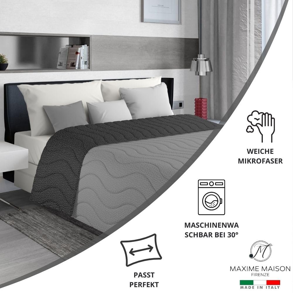 Покривало MAXIME MAISON 240 x 260 см Чорний/Сірий Двосторонній дизайн, фото №4 Покривало MAXIME MAISON 240 x 260 см Чорний/Сірий Двосторонній дизайн, фото №4