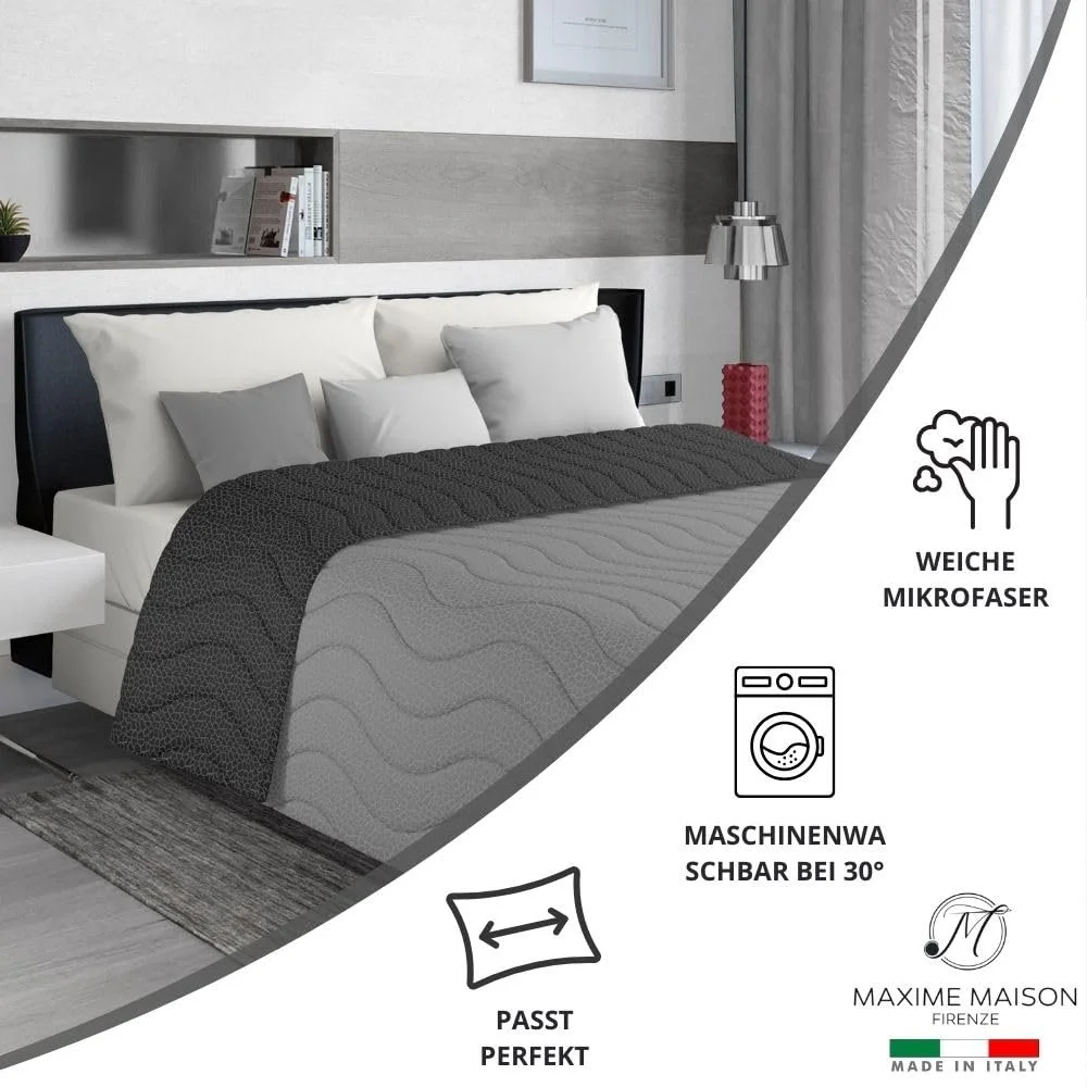 Покрывало MAXIME MAISON 240 x 260 см Черный/Серый Двусторонний дизайн, фото №4