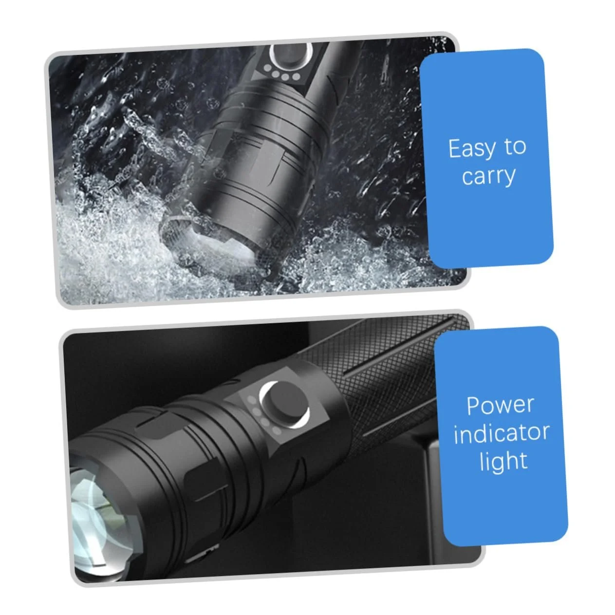 Телескопічний ліхтар Tofficu LED Алюмінієвий сплав Чорний, фото №9