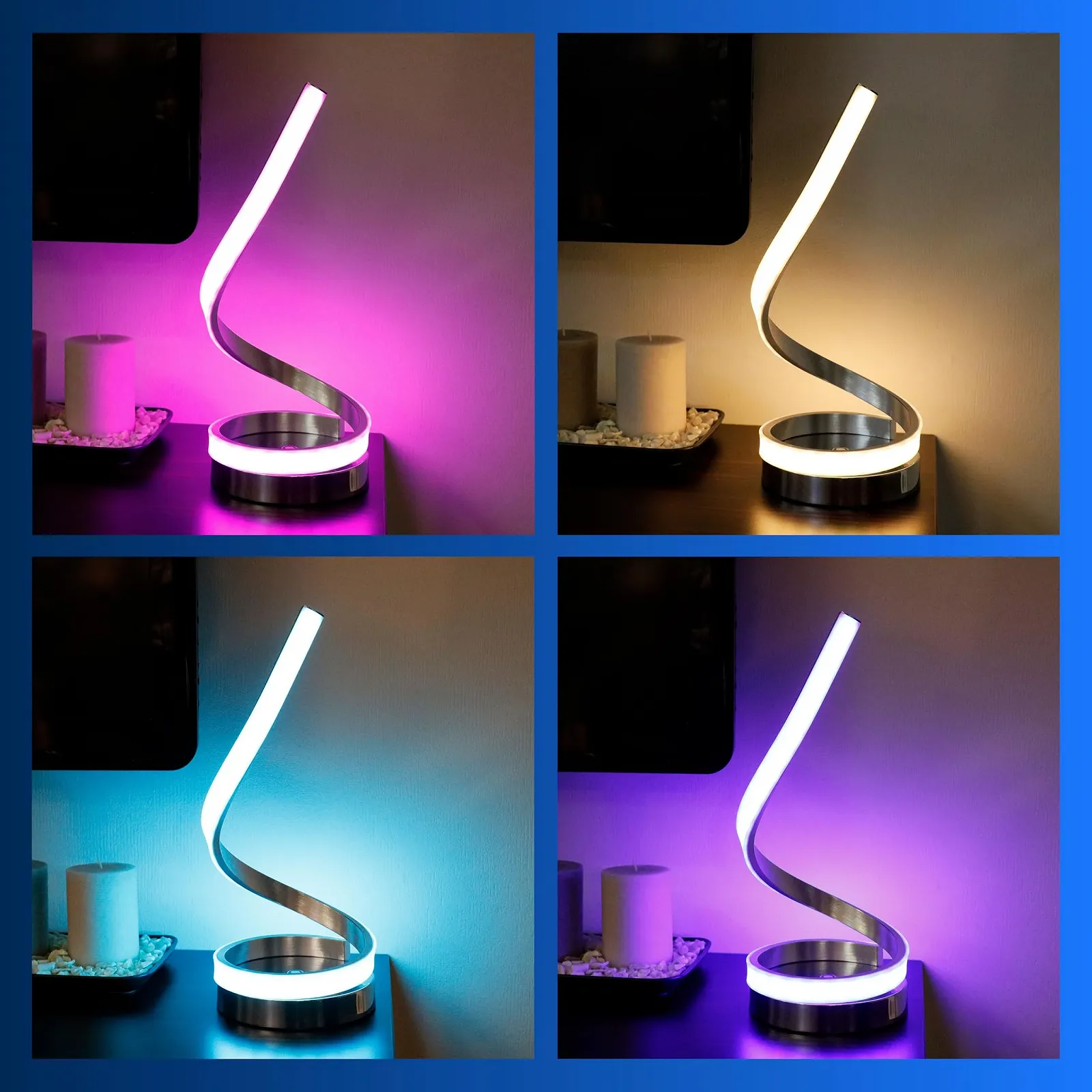 Настільна лампа REV SNAKE Акумуляторна Бездротова RGB Сенсорна Диммована Срібляста, фото №3