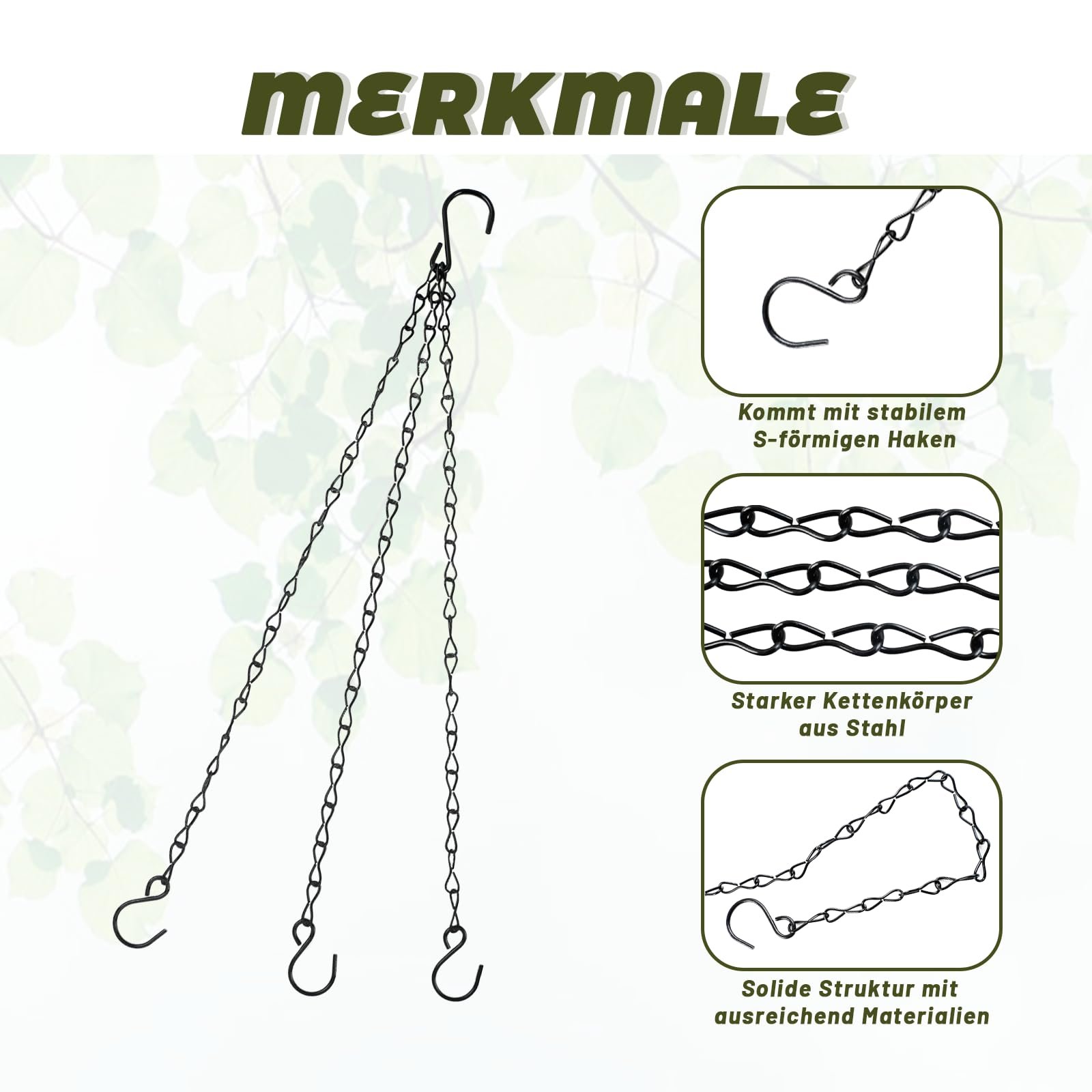 Ланцюжки для підвішування набір з 4 шт. нержавіюча сталь 40 см чорні, фото №5 Ланцюжки для підвішування набір з 4 шт. нержавіюча сталь 40 см чорні, фото №5