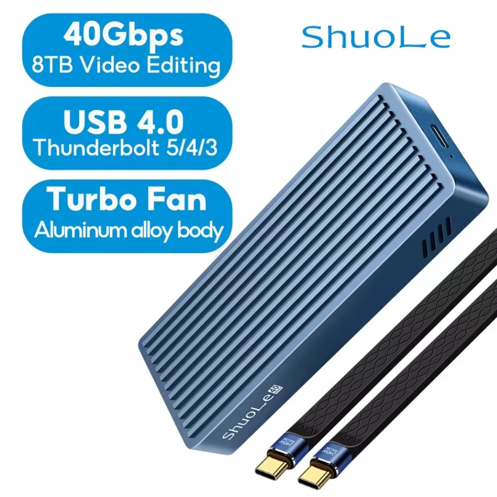 Зовнішня кишеня ShuoLe 40Gbps M.2 NVMe SSD to USB4, Thunderbolt 4 Grey, фото №1