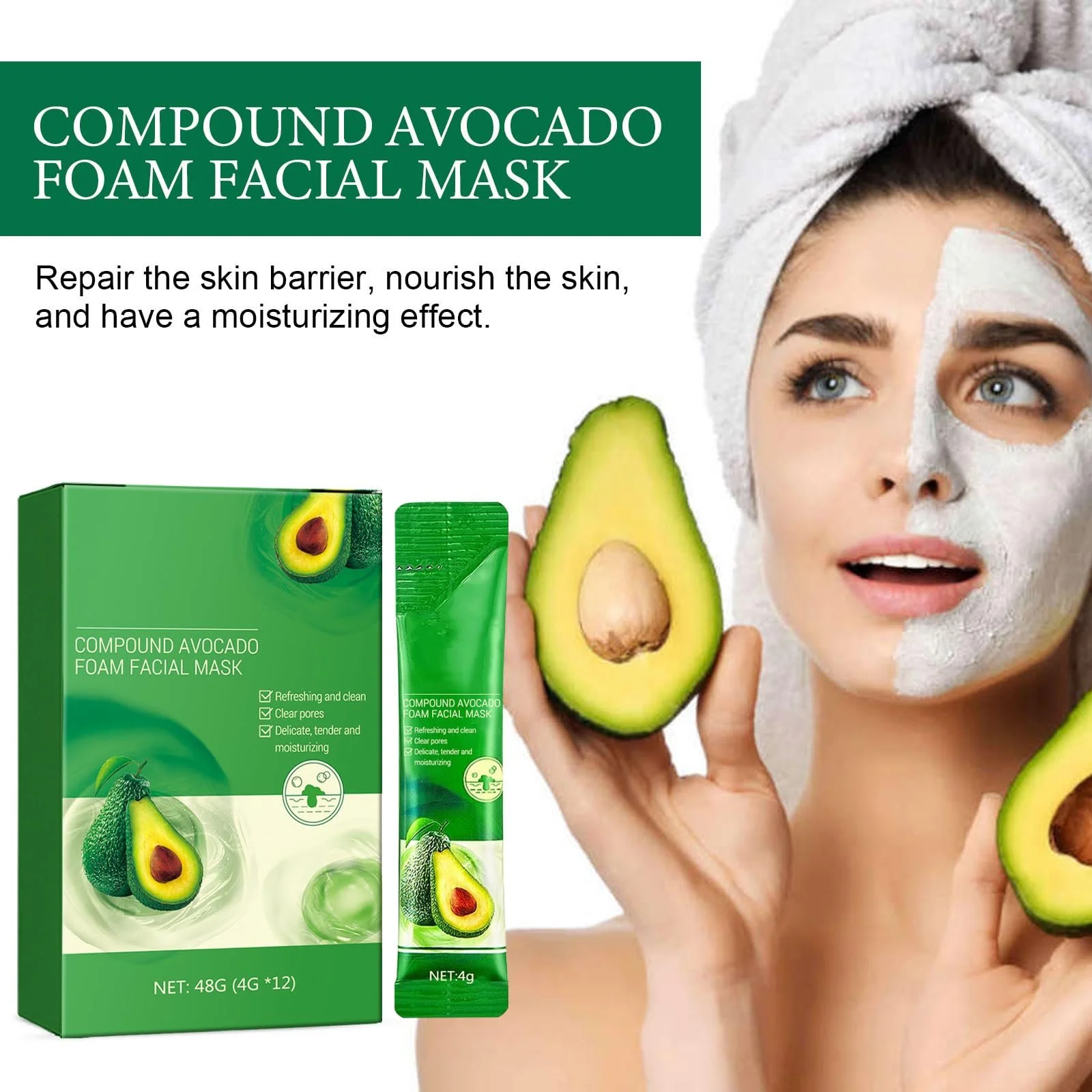 Маска для обличчя пінна очищуюча з авокадо, для глибокого очищення, 24 шт, фото №6 Маска для обличчя пінна очищуюча з авокадо, для глибокого очищення, 24 шт, фото №6