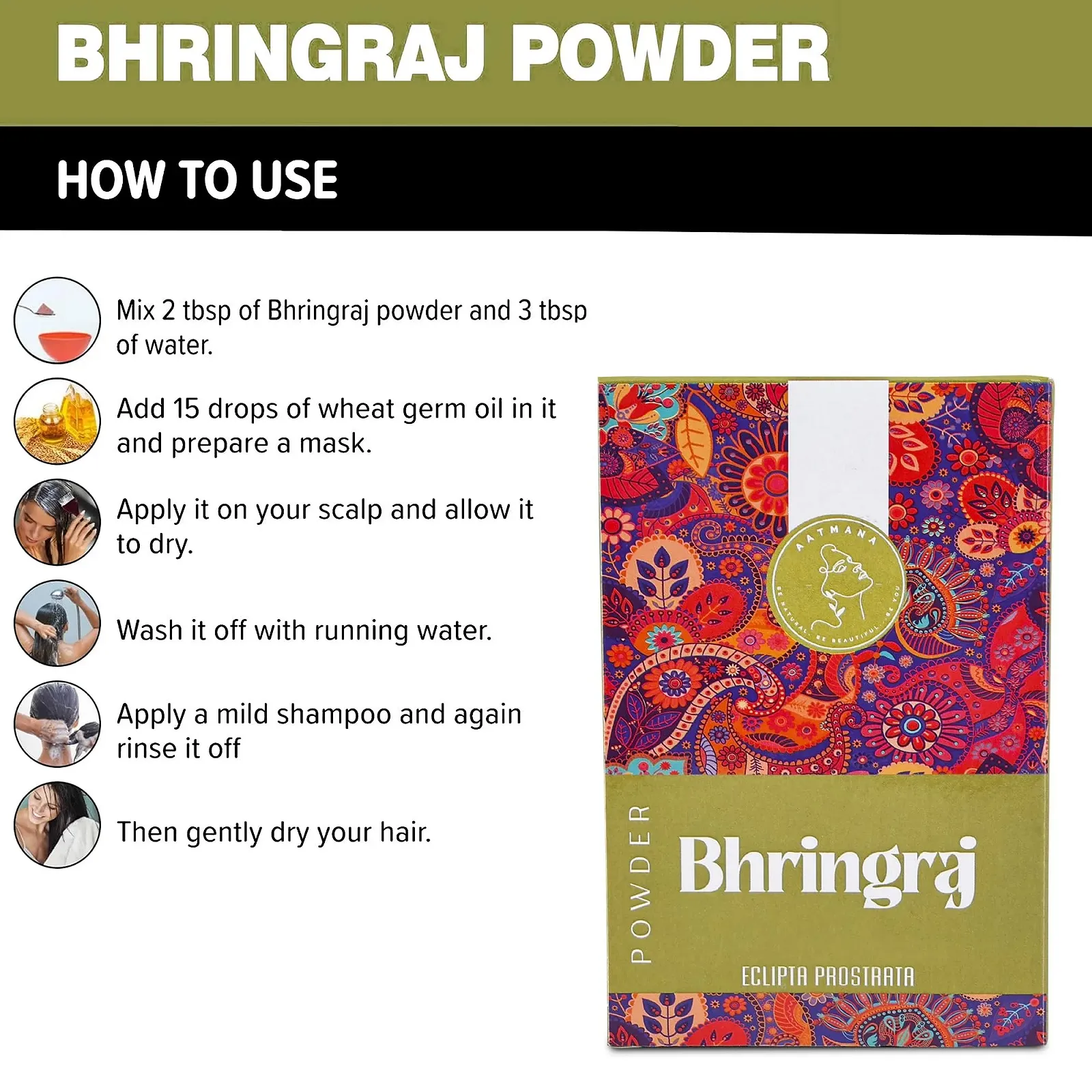 Порошок AATMANA Bhringraj | Eclipta Alba | Для шовковистого та природно м'якого волосся, фото №5