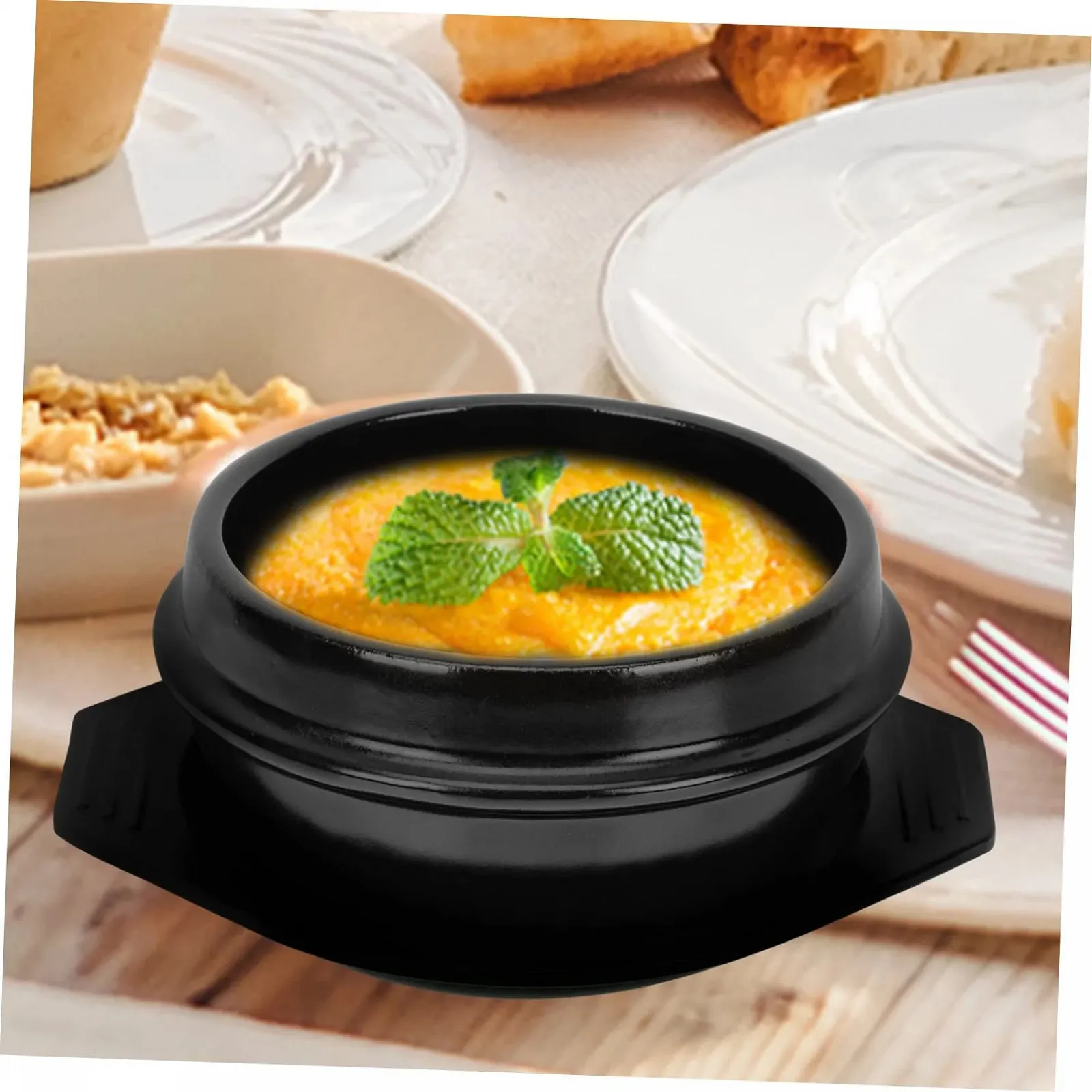 Горшок для бибимбапа VALICLUD керамический с подносом и ложкой 1100 мл, фото №7