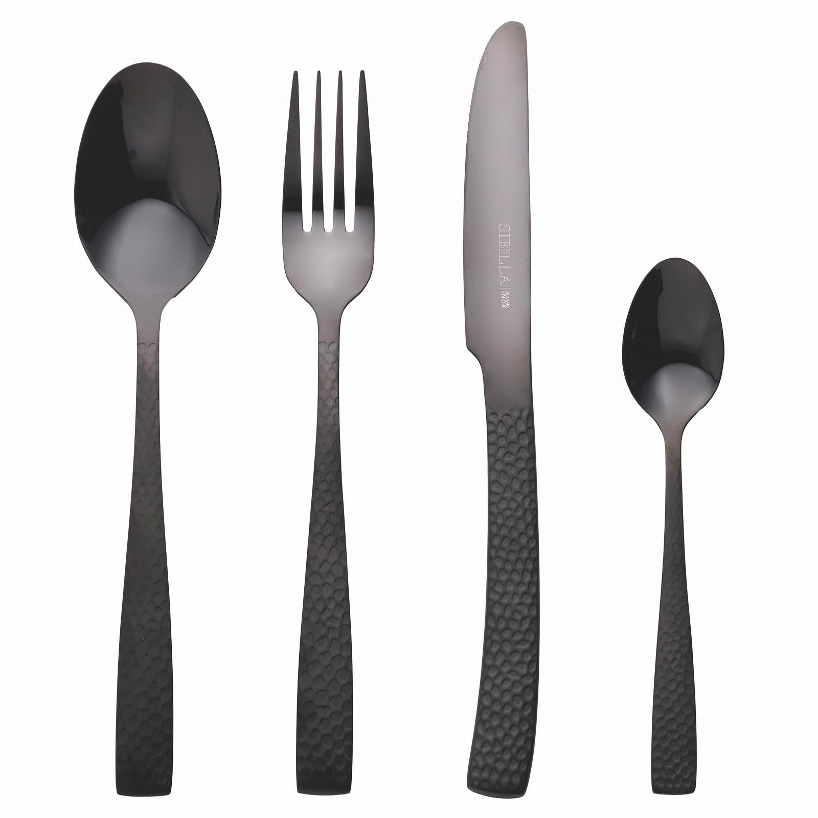 Набор столовых приборов Bali Sibilla Полированная нержавеющая сталь, 24 предмета, ручки с кованым эффектом, фото №1 Набор столовых приборов Bali Sibilla Полированная нержавеющая сталь, 24 предмета, ручки с кованым эффектом, фото №1