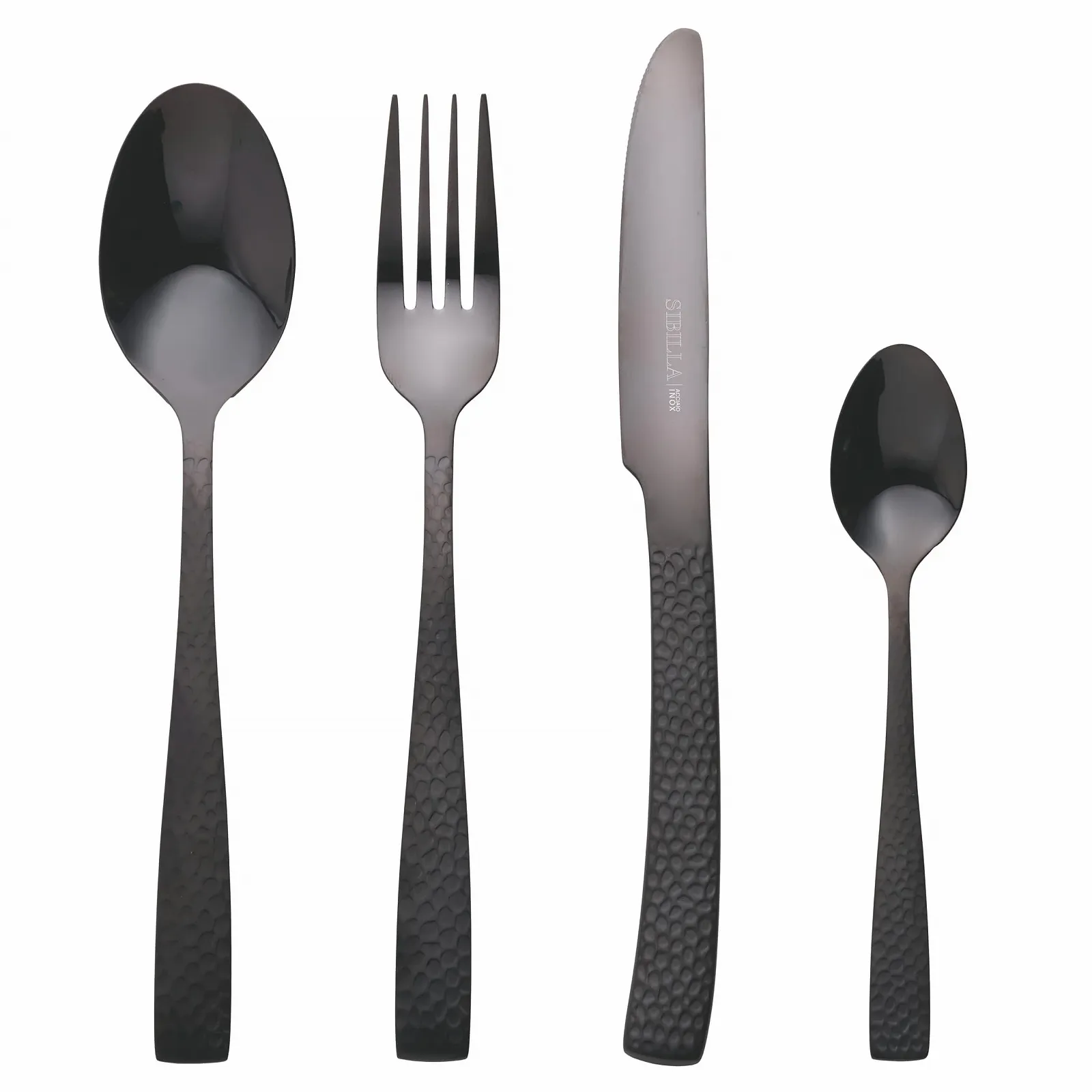 Набір столових приборів Bali Sibilla Полірована нержавіюча сталь, 24 предмети, ручки з кованим ефектом, фото №1 Набір столових приборів Bali Sibilla Полірована нержавіюча сталь, 24 предмети, ручки з кованим ефектом, фото №1