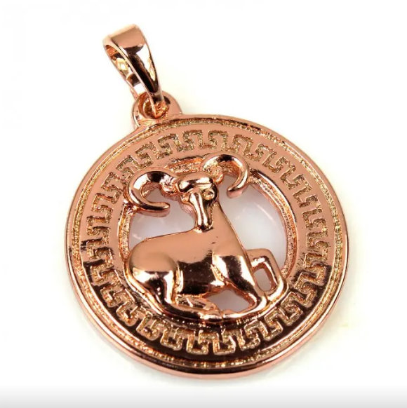 Позолочений жіночий кулон: Овен - знак зодіаку, фото №1