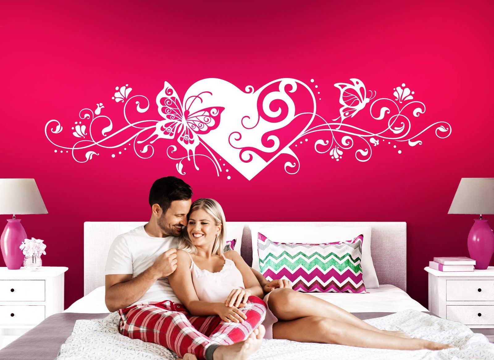 Наклейка на стіну Grandora W642 Квітковий візерунок Серце та Метелики 190 x 48 см, фото №4