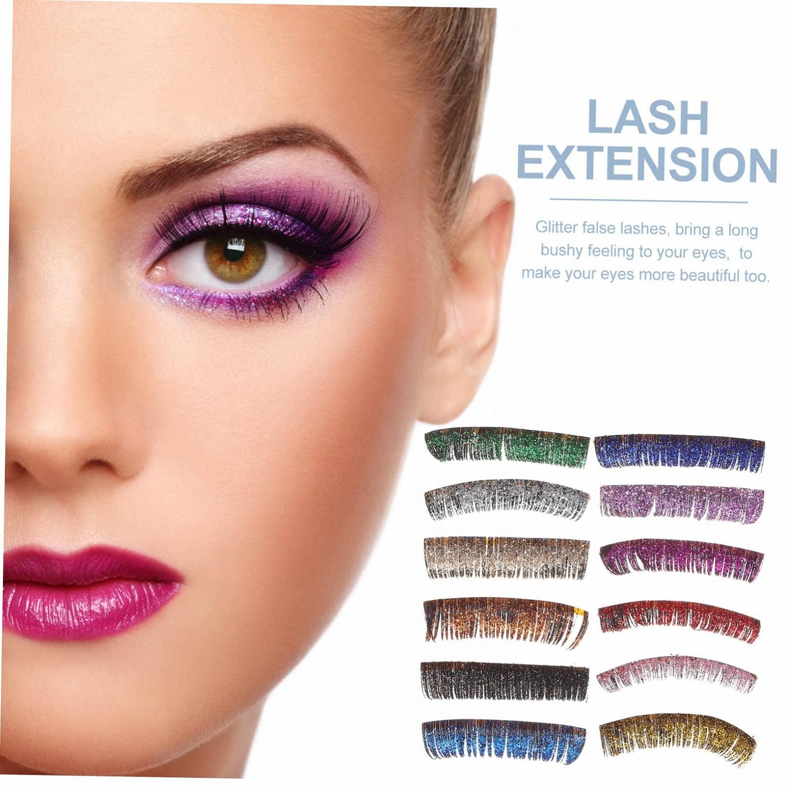 6 Пар Блискучі Накладні Вії Кольорові Блискучі Вії Накладні Косплей Вії Довгі Вії З Об'ємом Набір Волокон, фото №6