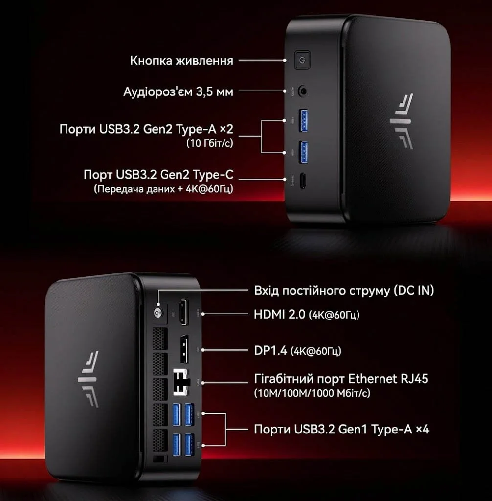 Міні-ПК NiPoGi AM16 / ΑMD Ryzen 5 PRO 5675U / RAM 16GB / SSD 512GB / HDMI / LAN / Wi-Fi 6 / Bluetooth 5.2 / Black, фото №5 Міні-ПК NiPoGi AM16 / ΑMD Ryzen 5 PRO 5675U / RAM 16GB / SSD 512GB / HDMI / LAN / Wi-Fi 6 / Bluetooth 5.2 / Black, фото №5
