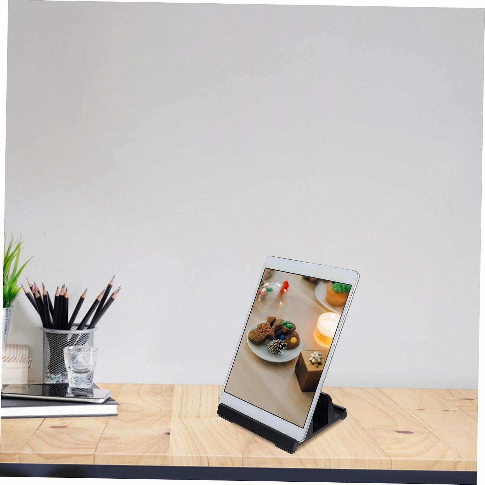 Подставка для ноутбука Happyyami Вертикальная для планшетов и ноутбуков, компактный держатель для дома, офиса и учебы, регулируемая, ABS, черная для устройств, фото №5