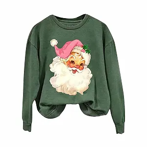 Женская Толстовка Qixiu С круглым вырезом Свободный крой Милый Санта-Клаус Узор Рождественский Женский Пуловер С длинными рукавами Графические Женские Осенние Зимние Рубашки Одежда - Фото 1