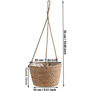 Підвісний кошик для рослин з морської трави 20 см Коричневий synthetic.ua - Фото 1