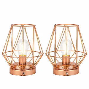 Настільна лампа TRIROCKS Diamond набір 2 шт. акумуляторна LED сенсорна з димуванням Рожеве золото - Фото 1