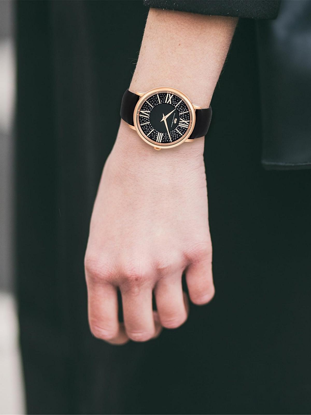 Жіночий годинник Rhodenwald & Söhne, аналоговий, кварцовий, Japan, 10010335, чорний шкіряний ремінець, прикрашений кристалами, золотий, фото №8 Жіночий годинник Rhodenwald & Söhne, аналоговий, кварцовий, Japan, 10010335, чорний шкіряний ремінець, прикрашений кристалами, золотий, фото №8